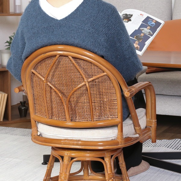 不二貿易 ラタン 回転チェア(ミドル) LBR−KD 1PC梱包 商品コード61872 【代引・日時指定・キャンセル不可・北海道沖縄離島配送不可】 -お取リ寄せ-