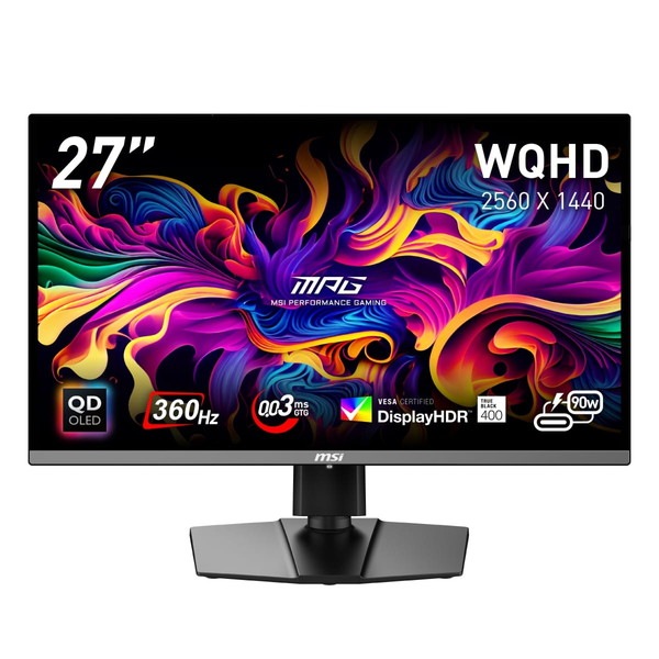 ��ե�å���졼��360Hz QD-OLED�ѥͥ���ܥ����ߥ󥰥�˥��� MSI MPG 271QRX QD-OLED 26.5����� WQHD(2,560 �� 1,440) 360Hz 0.03ms(GTG) QD-OLED�ѥͥ� ���統��1,000 ������ե�å��� �ʥ��ȥӥ���� �ϡ��ɥ������֥롼�饤�ȥ��å� Adaptive-Sync AI�ӥ���� DisplayHDR True Black 400 Gaming Intelligence KVM�����å�