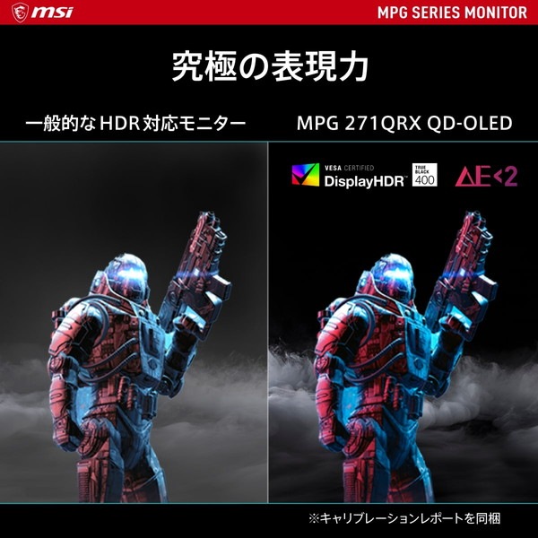 ��ե�å���졼��360Hz QD-OLED�ѥͥ���ܥ����ߥ󥰥�˥��� MSI MPG 271QRX QD-OLED 26.5����� WQHD(2,560 �� 1,440) 360Hz 0.03ms(GTG) QD-OLED�ѥͥ� ���統��1,000 ������ե�å��� �ʥ��ȥӥ���� �ϡ��ɥ������֥롼�饤�ȥ��å� Adaptive-Sync AI�ӥ���� DisplayHDR True Black 400 Gaming Intelligence KVM�����å�