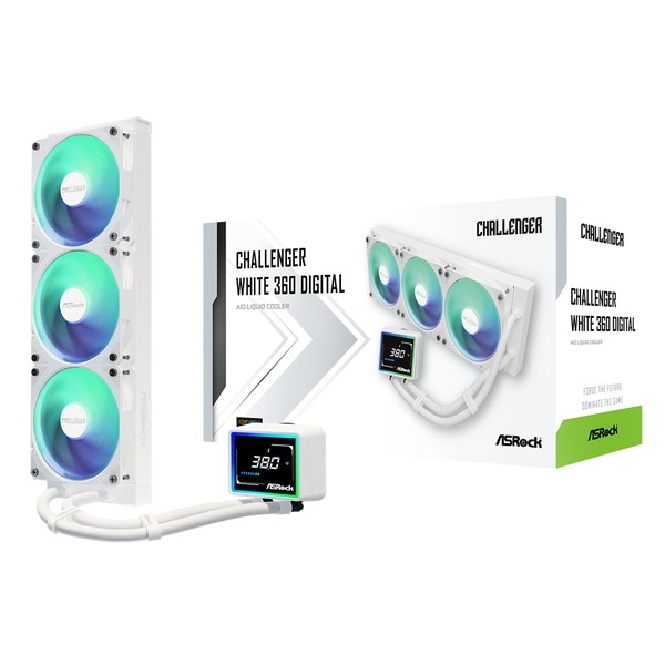ASRock 水冷クーラー Challenger White 360 Digital ホワイト 簡易水冷クーラー 360デジタルオールインワン液体CPUクーラー 3インチスマートディスプレイ 360mmラジエーター 3相ポンプ ARGB LGA1851/1700 AM5/AM4対応 リアルタイム温度表示 Challengerシリーズ【キャンセル不可・北海道沖縄離島配送不可】 -お取り寄せ-