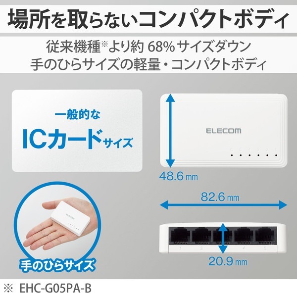 ELECOM ���쥳�� EHC-G05PA2-W �����å��󥰥ϥ� LAN �ϥ� 5�ݡ��� Giga�б� 1000/100/10Mbps �ץ饹���å����� AC�Ÿ� �ե���쥹 �Ų� �ʥ��͵�ǽ �ɳݤ������б� �ۥ磻�ȡڥ���󥻥��Բġ��̳�ƻ����Υ�������Բġ�