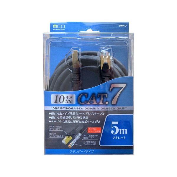 �ߥ襷 CAT.7LAN�����̎ގ� TPE �� 5m TWN-705BK ������