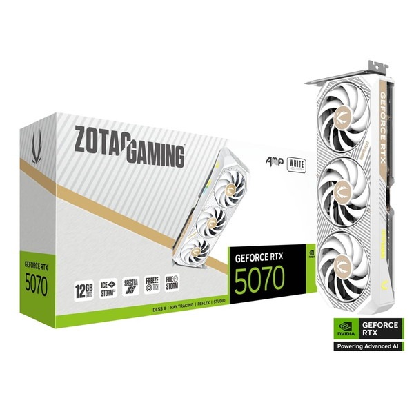 ZOTAC グラフィックボード ZOTAC GAMING GeForce RTX 5070 AMP White Edition RTX5070搭載 PCI Express 5.0 x16 メモリ:GDDR7/12GB ZT-5070-12G-APW/ZT-B50700FQ-10P