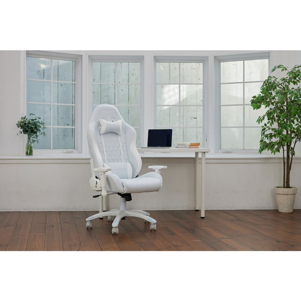 AKRacing ゲーミングチェア 本田翼監修オリジナルカラーモデル ハイタイプ AKR-TSUBASA/HONDA/HIGH ホワイト×ブルーグレー リクライニング アームレスト昇降 【代引・日時指定・キャンセル不可・北海道沖縄離島配送不可】 -お取り寄せ-