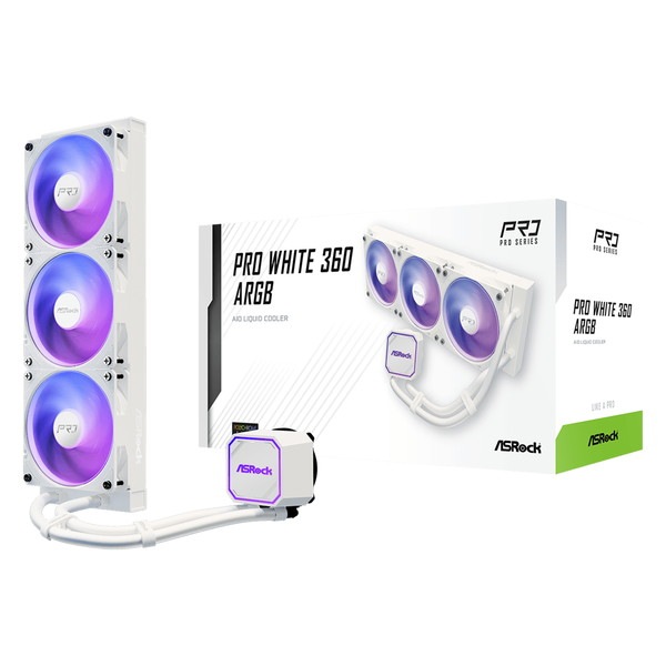 ASRock ���䥯���顼 Pro White 360 ARGB �ۥ磻�� �ʰ׿���CPU�����顼 360mm Ϣ��ե������ LGA1851/1700 AM5/AM4�б� ���ѵ� Pro���꡼���ڥ���󥻥��Բġ��̳�ƻ����Υ�������Բġ� -������-