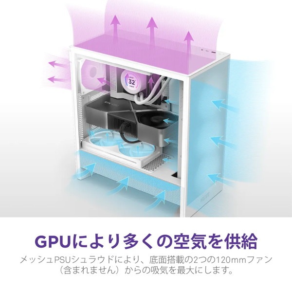 NZXT �ߥɥ륿� PC������ H5 Flow (2024) CC-H52FB-01 120mm�ե���x2 ɸ����� �֥�å� �ڥ���󥻥��Բġ��̳�ƻ����Υ�������Բġ�