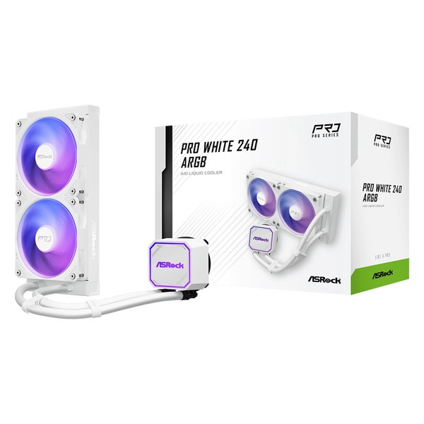 ASRock ���䥯���顼  Pro White 240 ARGB �ۥ磻�� �ʰ׿���CPU�����顼 240mm Ϣ��ե������ LGA1851/1700 AM5/AM4�б� ���ѵ� Pro���꡼���ڥ���󥻥��Բġ��̳�ƻ����Υ�������Բġ� -������-
