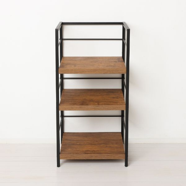 クロシオ アート3段ラック(ヴィンテージブラウン) 型番:23485【代引・日時指定・キャンセル不可・北海道沖縄離島配送不可】 -お取り寄せ-