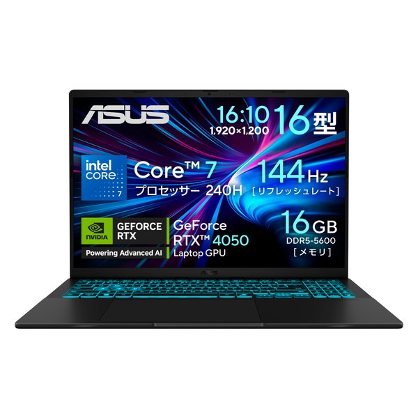 ASUS 16.0磻 ߥ󥰥Ρ V3607VU-C7165R4050W Intel Core7 240H NVIDIA GeForce RTX 4050 ᥤ16GB/512GB Windows11 Home 64ӥå ֥å