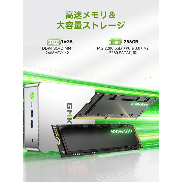 GMKtec �ߥ�PC NucBox G11 GMK-G11-16/256-W11Pro(R2514) / AMD Ryzen Embedded R2514��� / Windows 11 Pro / 16GB���� 256 GB M.2 PCIe 3.0 SSD��� HDMI USBType-C �ڥ���󥻥��Բġ��̳�ƻ����Υ�������Բġ�