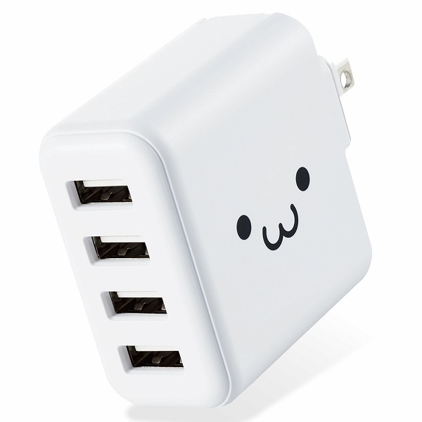 ELECOM エレコム MPA-ACU13WF AC充電器 スマホ・タブレット用 4.8A出力 USB-Aメス4ポート おまかせ充電搭載 ホワイトフェイス 【キャンセル不可・北海道沖縄離島配送不可】