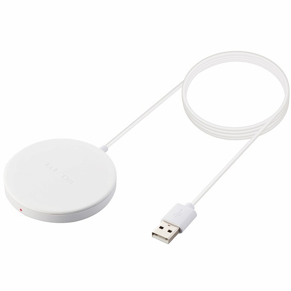 ELECOM エレコム W-MA01WH ワイヤレス充電器 マグネット内蔵 5W 卓上 ケーブル一体 1m ホワイト 【キャンセル不可・北海道沖縄離島配送不可】
