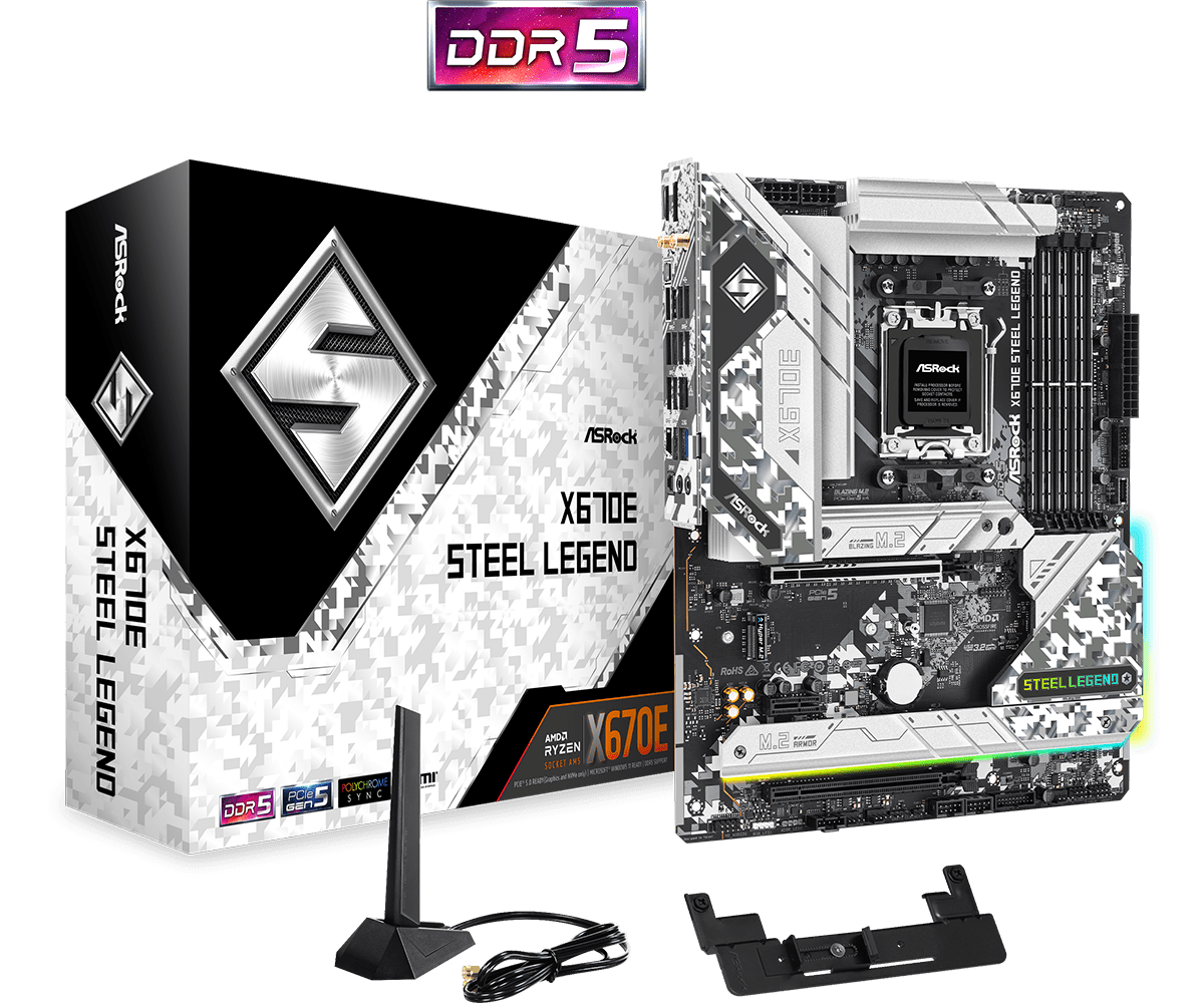 (マザーボード)ASRock X670E Steel Legend (フォームファクタ:ATX CPUソケット:SocketAM5 チップセット:AMD/X670E メモリタイプ:DDR5)