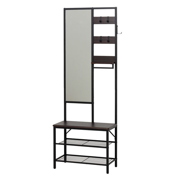 クロシオ 多機能ハンガーラックミラー付 62227 【代引・日時指定・キャンセル不可・北海道沖縄離島配送不可】 -お取り寄せ-