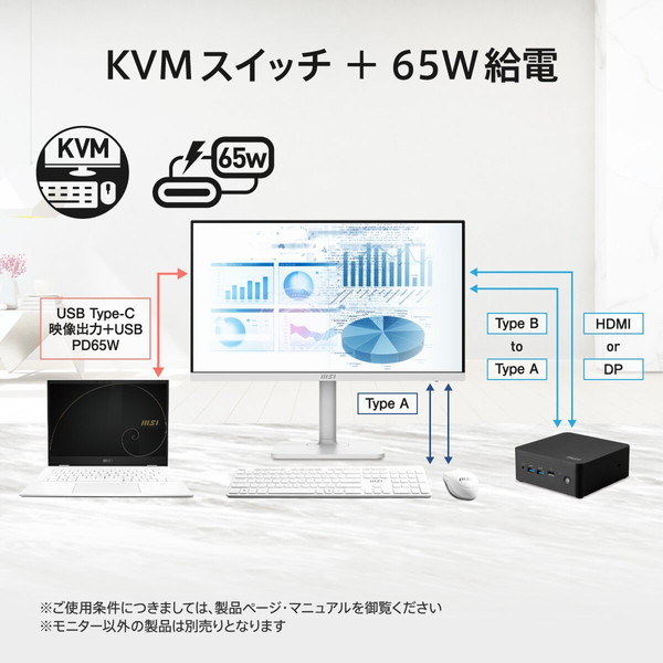 MSI ビジネスモニター PRO-MAX-271QPHW-E14 / 27インチ / WQHD (2560×1440)/ 144Hz / 1ms(MPRT) / スピーカー搭載 (3W+3W) / KVMスイッチ / USB PD 65W / IPSパネル 高性能スタンド ビジネス向けモニター テレワーク