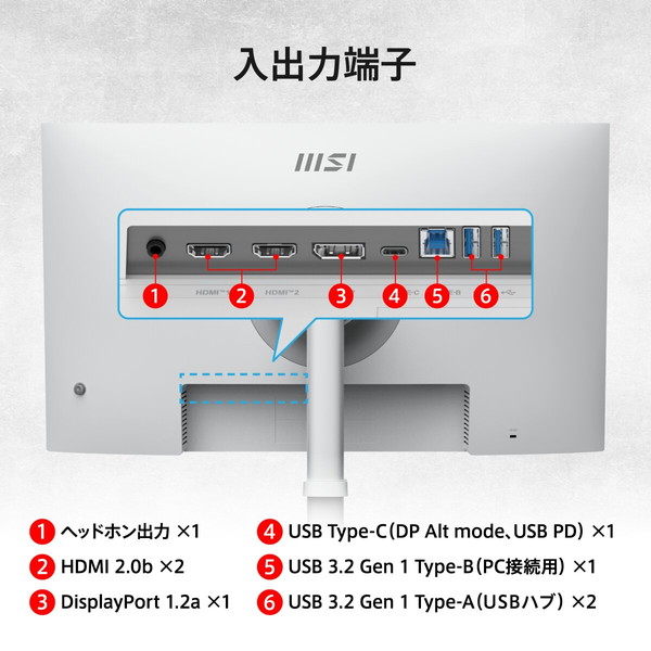 MSI ビジネスモニター PRO-MAX-271QPHW-E14 / 27インチ / WQHD (2560×1440)/ 144Hz / 1ms(MPRT) / スピーカー搭載 (3W+3W) / KVMスイッチ / USB PD 65W / IPSパネル 高性能スタンド ビジネス向けモニター テレワーク