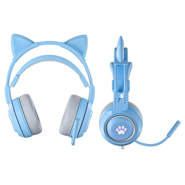 AREA 猫耳ヘッドフォン ブルー MS-MIMI01-BL 猫耳着脱/音量調整/マイクミュート可能 RGB発光 エアリア 【キャンセル不可・北海道沖縄離島配送不可】 -お取り寄せ-