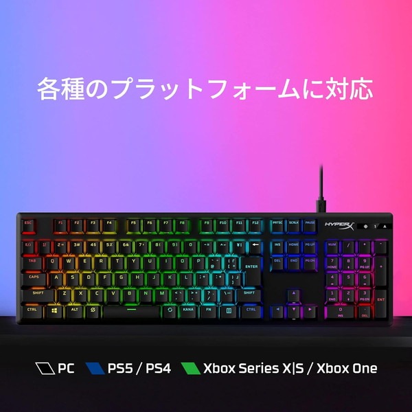 HyperX �ᥫ�˥��륭���ܡ��� HyperX Alloy Origins PBT HX �ּ� ����¦�̰��� ���ܸ����� RGBȯ�� �֥�å� 639N3AA#ABJ �ڥ���󥻥��Բġ��̳�ƻ����Υ�������Բġ� -������-