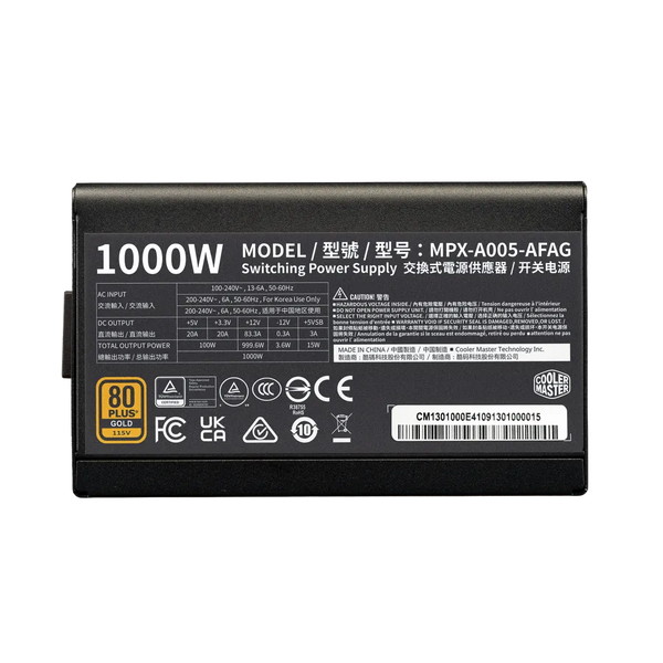 4719512163870 CoolerMaster PC電源 MPX-A005-AFAG-BJP（ELITE Gold