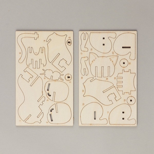 4521718587264 ARTEC アーテック 木製3Dパズル ネコ 図工・工作・ｸﾗﾌﾄ