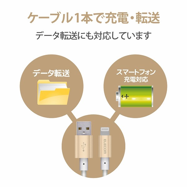 ELECOM ���쥳�� MPA-UALPS20GD Lightning�����̎ގ� ����ѵ� ���َЎ��Ȏ��� 2.0m ���ގ��َĎ� �ڥ���󥻥��Բġ��̳�ƻ����Υ�������Բġ�