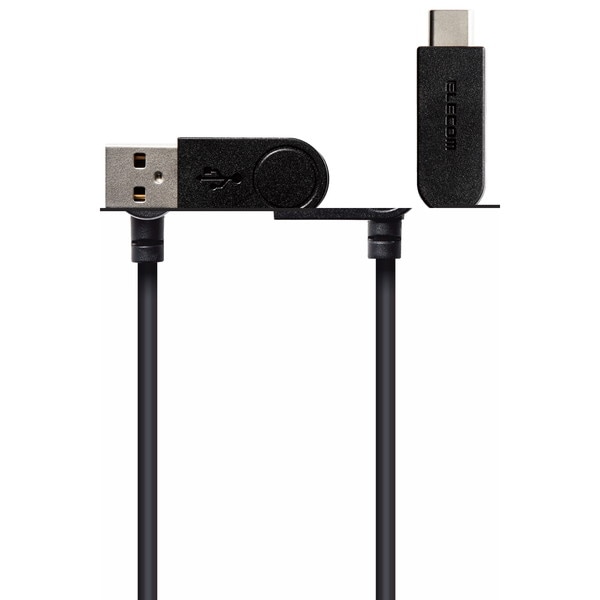 ELECOM ���쥳�� MPA-ACSW12BK USB-A to USB Type-C�����̎ގ� �����ݎ��ގ��Ȏ����� ����90�ٲ�ž 1.2m �̎ގ׎����ڥ���󥻥��Բġ��̳�ƻ����Υ�������Բġ�