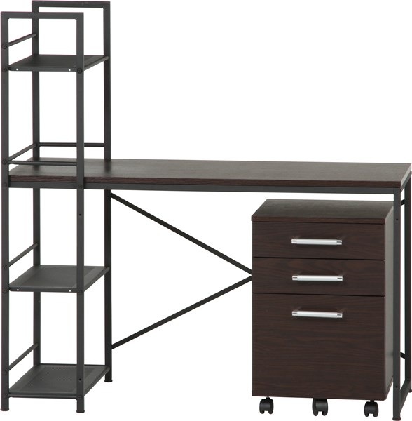 不二貿易 ラック付きデスク ルール 49 Dブラウン 13527