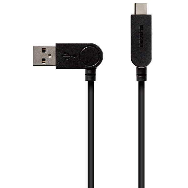 ELECOM ���쥳�� MPA-ACSW20BK USB-A to USB Type-C�����̎ގ� �����ݎ��ގ��Ȏ����� ����90�ٲ�ž 2.0m �̎ގ׎����ڥ���󥻥��Բġ��̳�ƻ����Υ�������Բġ�