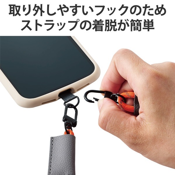 ELECOM エレコム P-STSDH2RDR スマホ ショルダー ストラップ 約42〜78cm カジュアルタイプ ストラップシート付 長さ調整可 斜めがけ 肩掛け 首掛け 落下 盗難 紛失防止 オレンジ【キャンセル不可・北海道沖縄離島配送不可】