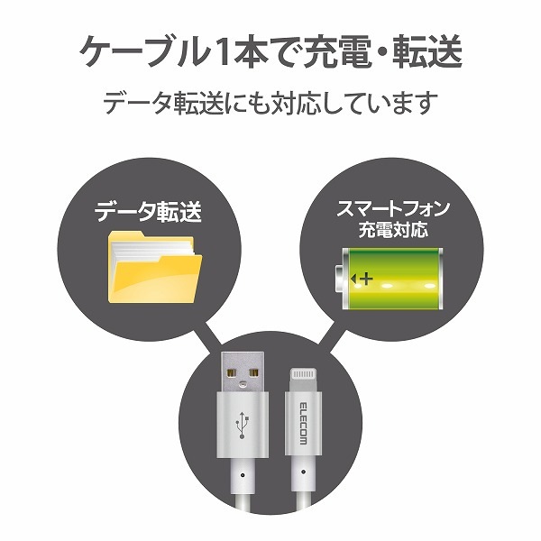 ELECOM ���쥳�� MPA-UALPS20SV Lightning�����̎ގ� ����ѵ� ���َЎ��Ȏ��� 2.0m ���َʎގ� �ڥ���󥻥��Բġ��̳�ƻ����Υ�������Բġ�