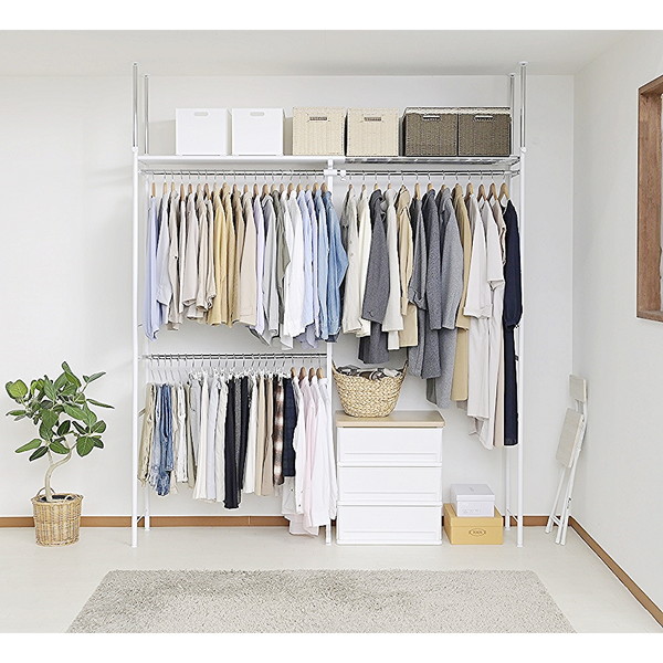 ウォークイン突っ張りハンガー ウォークイン突っ張りハンガー 幅111cm～200cm・ハイタイプ（高さ218cm