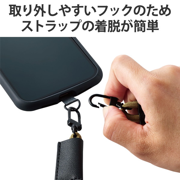 ELECOM エレコム P-STSDH2RKH スマホ ショルダー ストラップ 約42〜78cm カジュアルタイプ ストラップシート付 長さ調整可 斜めがけ 肩掛け 首掛け 落下 盗難 紛失防止 カーキ【キャンセル不可・北海道沖縄離島配送不可】