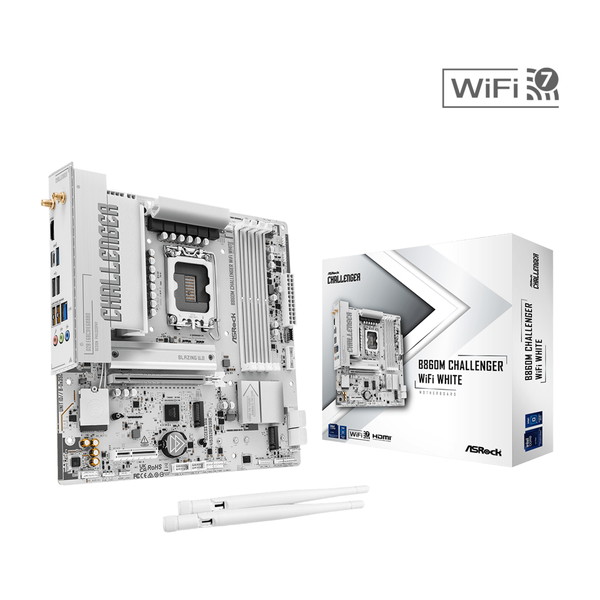 ASRock �ޥ����ܡ��� B860M Challenger WiFi White / LGA1851 / Micro ATX / DDR5 �ڥ���󥻥��Բġ��̳�ƻ����Υ�������Բġ�
