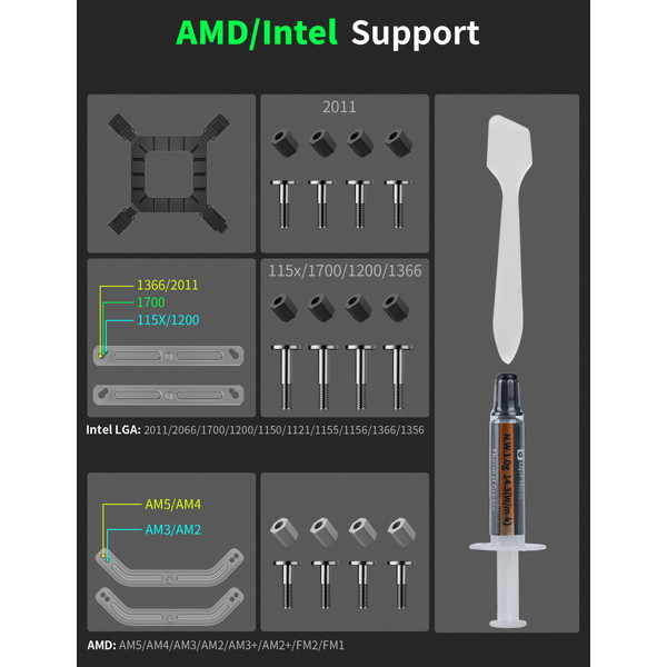 upHere デュアルファン空冷CPUクーラー UP2K8 黒 【キャンセル不可・北海道沖縄離島配送不可】