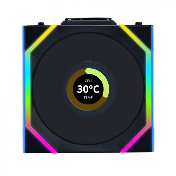 LIAN LI �磻��쥹 ARGB�ե��� UF-SL120-LCD-WLS-1B LCD��� ���ž ���󥰥�ѥå� 120mm �֥�å� �ڥ���󥻥��Բġ��̳�ƻ����Υ�������Բġ�
