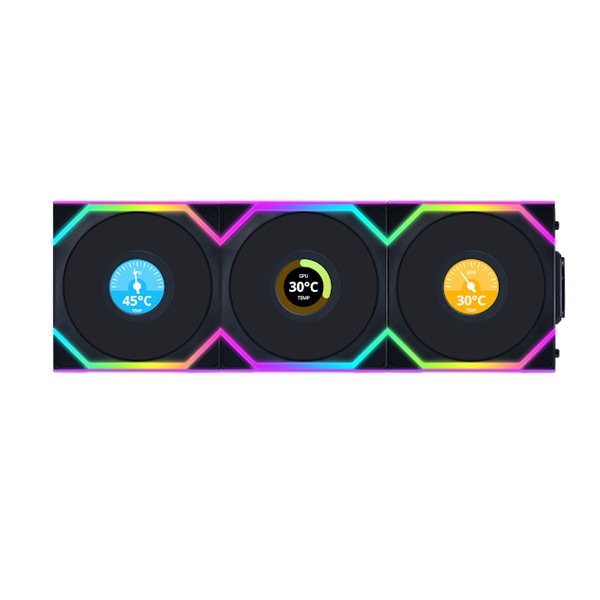 LIAN LI �磻��쥹 ARGB�ե��� UF-SL120-LCD-WLS-1B LCD��� ���ž ���󥰥�ѥå� 120mm �֥�å� �ڥ���󥻥��Բġ��̳�ƻ����Υ�������Բġ�