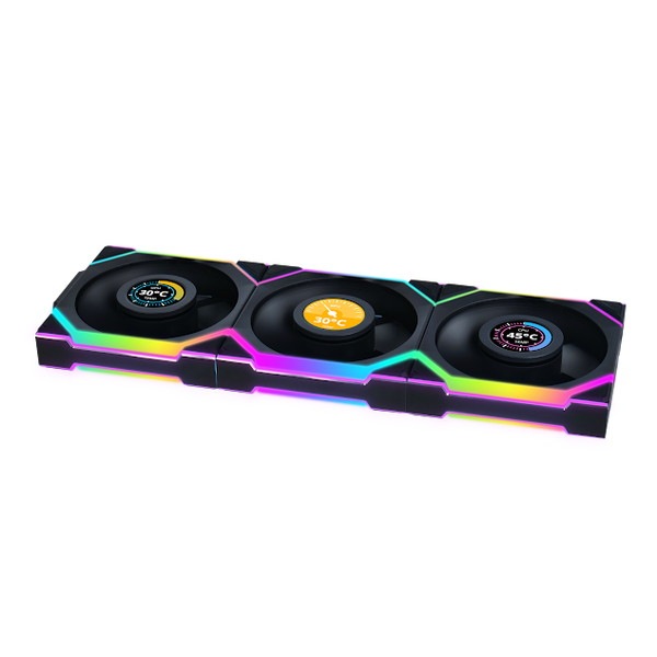 LIAN LI �磻��쥹 ARGB�ե��� UF-SL120-LCD-WLS-1B LCD��� ���ž ���󥰥�ѥå� 120mm �֥�å� �ڥ���󥻥��Բġ��̳�ƻ����Υ�������Բġ�