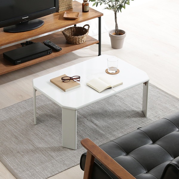 不二貿易 UVローテーブル ルーチェ 75 ホワイト (12845) 折りたたみテーブル 商品コード 38416 【代引・日時指定・キャンセル不可・北海道沖縄離島配送不可】 -お取リ寄せ-