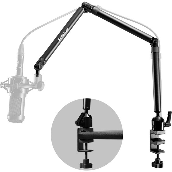 Bauhutte ポールマウントスタンド「マイク」 ブラック BMA-100MK-BK ポール対応クランプ固定 ケーブルクリップ付属 【代引・日時指定・キャンセル不可・北海道沖縄離島配送不可】 -メーカー直送- ※メーカー在庫潤沢