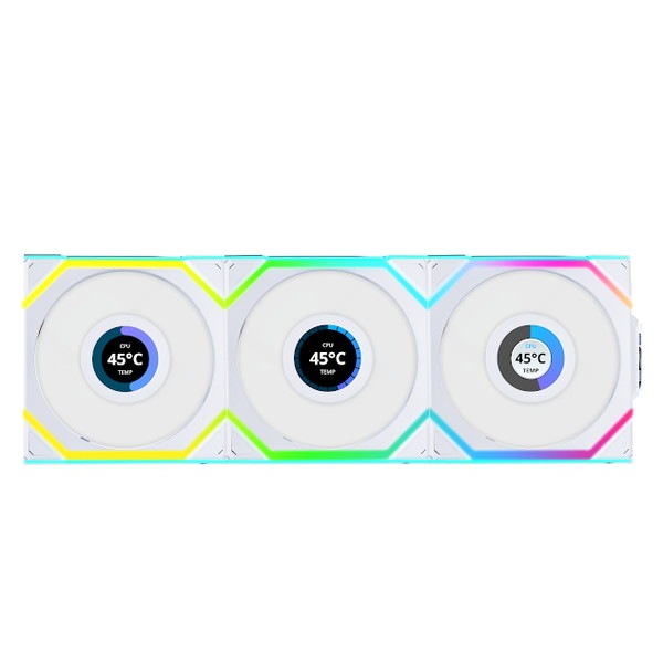 LIAN LI �磻��쥹 ARGB�ե��� UF-SL120-LCD-WLS-1W LCD��� ���ž ���󥰥�ѥå� 120mm �ۥ磻�� �ڥ���󥻥��Բġ��̳�ƻ����Υ�������Բġ�