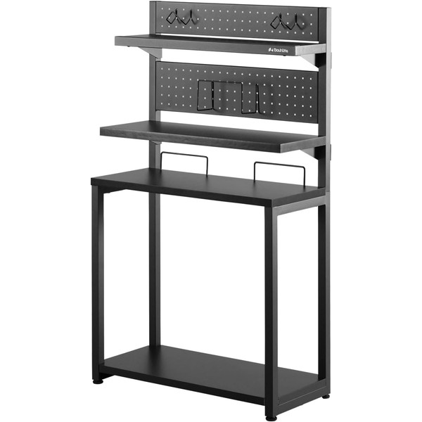 Bauhutte デスクサイドPCラック BHS-600SS-BK ミドルタワーPC格納 幅59.5cm 高さ調整可能 パンチングパネル フック付属 ブラック 【代引・日時指定・キャンセル不可・北海道沖縄離島配送不可】 -メーカー直送- ※メーカー在庫潤沢