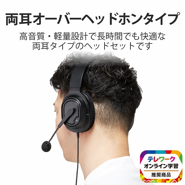 ELECOM エレコム HS-HP30TBK オーバーヘッドタイプヘッドセット 両耳 4極 変換ケーブル付 40mmドライバ ブラック 【キャンセル不可・北海道沖縄離島配送不可】