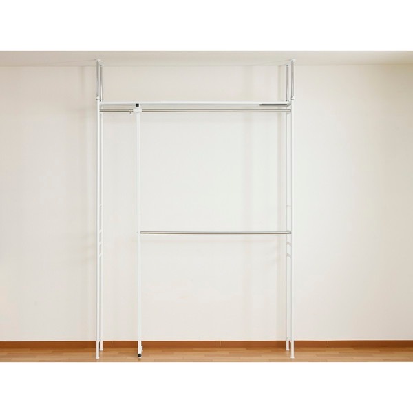 ツッパリクローゼットハンガーラック(奥行30cmロータイプ) スーパーワイド SK-80L SW(WH) ホワイト 白 壁面収納 つっぱり棒 -お取り寄せ品-【代引・日時指定・北海道沖縄離島配送不可】 エスエイ企画 0176-4562441970701-ds