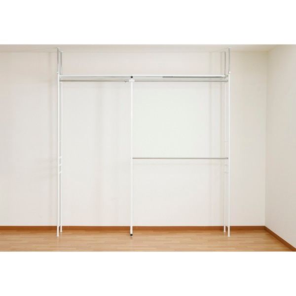 ツッパリクローゼットハンガーラック(奥行30cmロータイプ) スーパーワイド SK-80L SW(WH) ホワイト 白 壁面収納 つっぱり棒 -お取り寄せ品-【代引・日時指定・北海道沖縄離島配送不可】 エスエイ企画 0176-4562441970701-ds