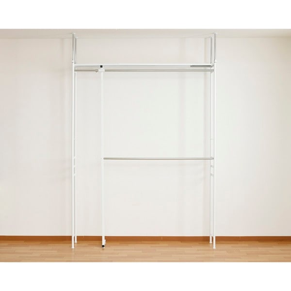 ツッパリクローゼットハンガーラック(奥行30cmロータイプ) スーパーワイド SK-80L SW(WH) ホワイト 白 壁面収納 つっぱり棒 -お取り寄せ品-【代引・日時指定・北海道沖縄離島配送不可】 エスエイ企画 0176-4562441970701-ds