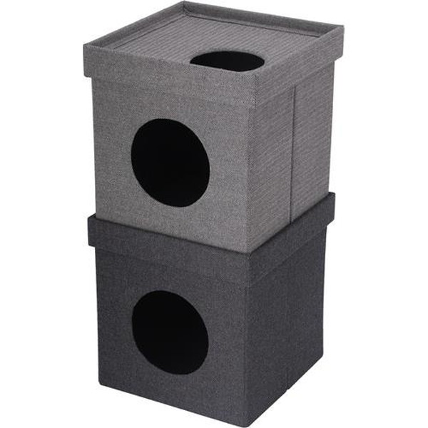 不二貿易 ペットハウスキューブ2段 GY/BK FB-GW11 商品コード53713【代引・日時指定・キャンセル不可・北海道沖縄離島配送不可】 -お取リ寄せ-