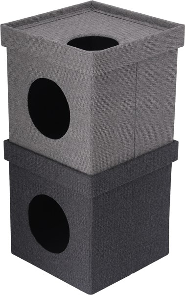 不二貿易 ペットハウスキューブ2段 GY/BK FB-GW11 商品コード53713【代引・日時指定・キャンセル不可・北海道沖縄離島配送不可】 -お取リ寄せ-