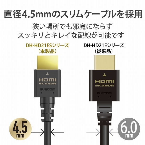 ELECOM ���쥳�� DH-HD21ES15BK HDMI�����̎ގ� HDMI2.1 ���َĎ׎ʎ����ˎߎ��Ď� ���؎� 1.5m �̎ގ׎��� �ڥ���󥻥��Բġ��̳�ƻ����Υ�������Բġ�