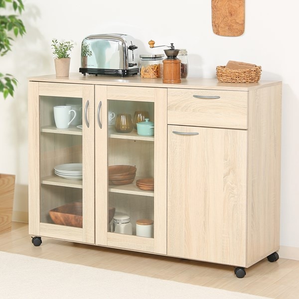不二貿易 キッチン収納キャビネット 115×40 6538 商品コード99904【代引・日時指定・キャンセル不可・北海道沖縄離島配送不可】 -お取リ寄せ-