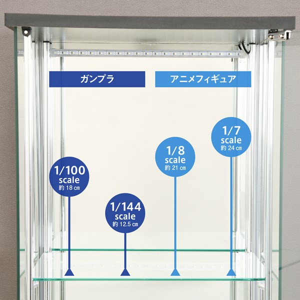 不二貿易 ガラスコレクションケース 4段(背面ミラー) LED TMG-G21 BK 商品コード99491【代引・日時指定・キャンセル不可・北海道沖縄離島配送不可】 -お取リ寄せ-